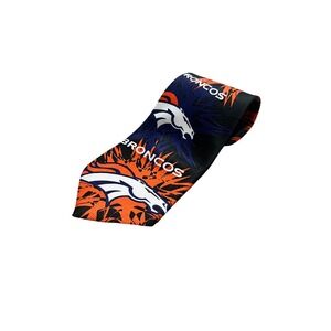 Vintage 1998 Denver Broncos NFL Game Day Tie Ralph Marlin Burst Orange‎ Blue